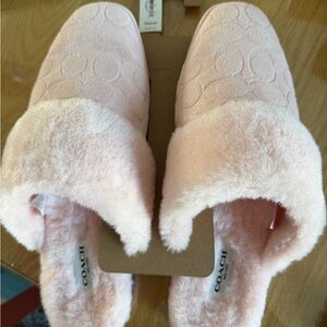 Coach Women's Blush Pink Cozy Slippers